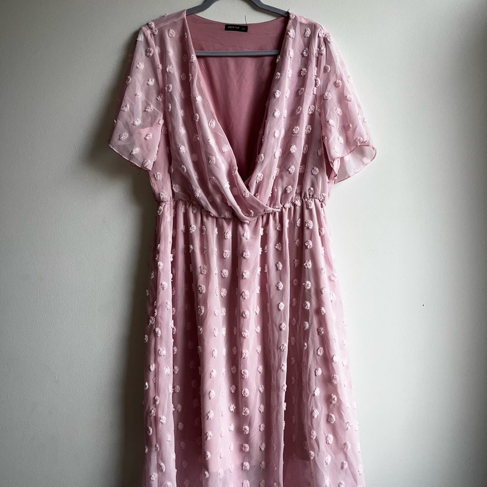 pink shein midi dress